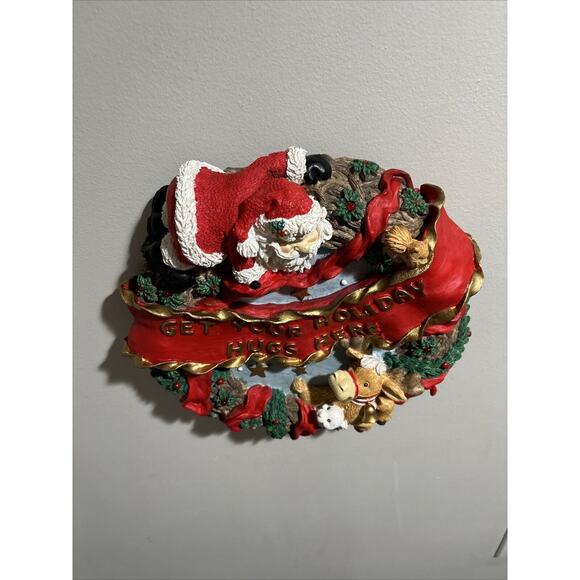 1995 WINKLE CLAUS Motion Activated Resin Hanging Wreath Christmas Holiday Songs - Picture 6 of 10